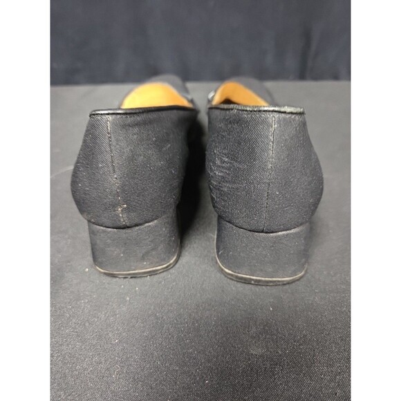 SALVATORE FERRAGAMO 7.5 AA Extra Narrow Fabric Canvas Loafer Buckle Logo Pump - Picture 4 of 6